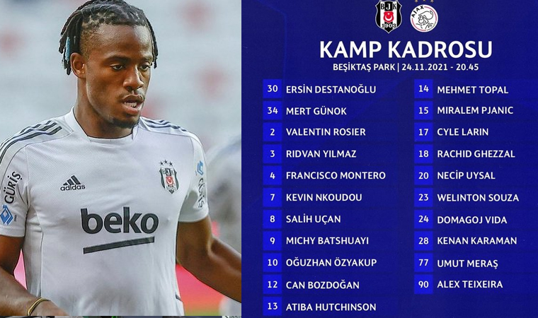 Beşiktaş'ın Ajax maçı kamp kadrosu belli oldu! Michy Batshuayi kadro da