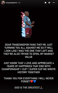 Anthony Nwakaeme, Trabzonspor'dan ayrıldı!