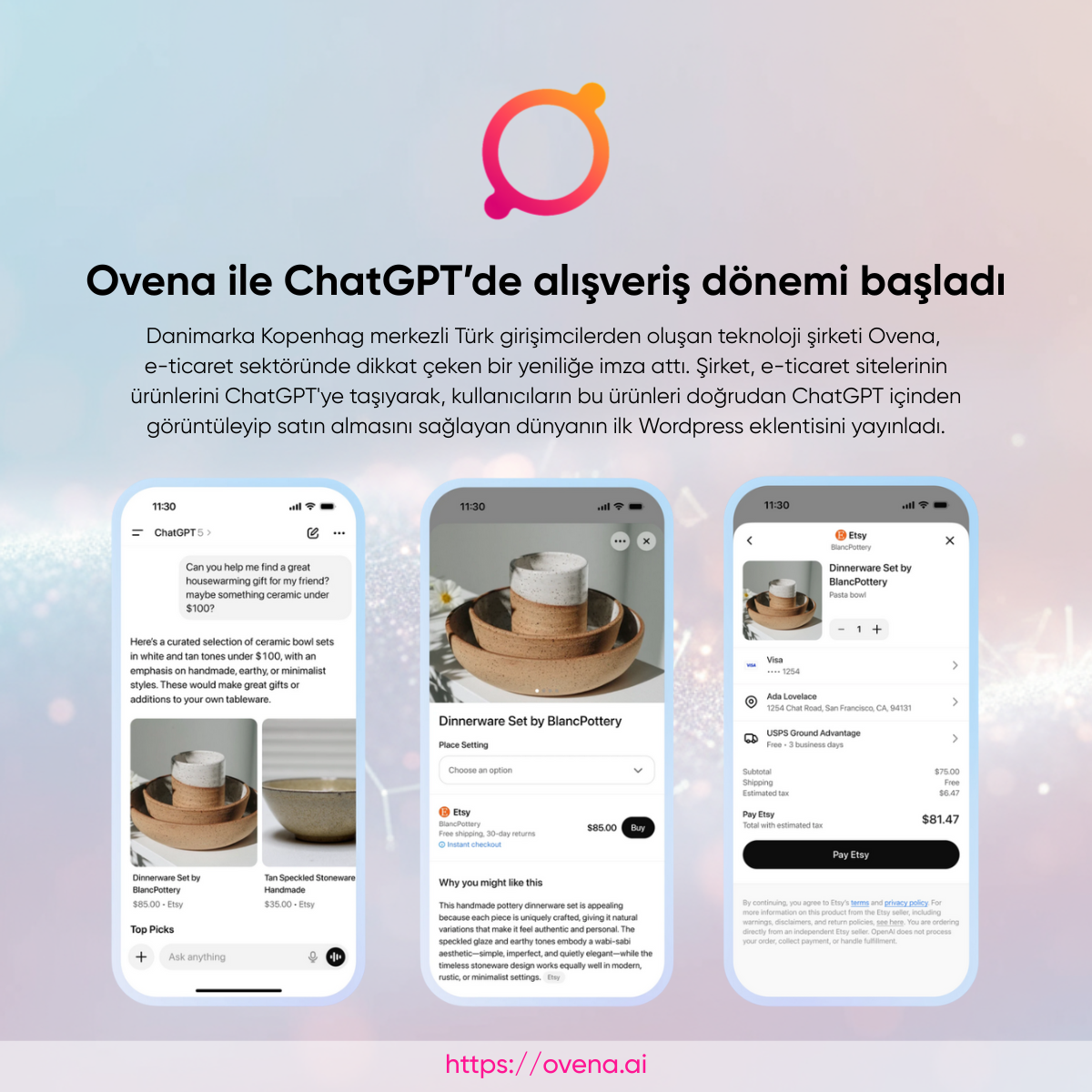 ChatGPT’de Satın Alma Dönemi Başladı Türk Girişimi Ovena Dünyanın İlk E-Ticaret Entegrasyonunu Yayınladı