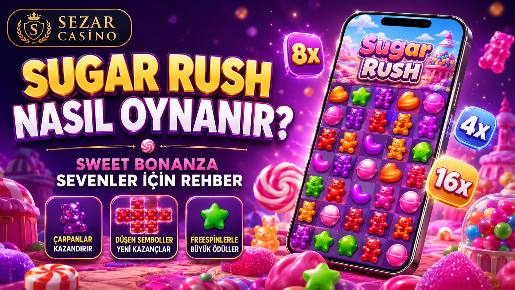 Sugar Rush Nasıl Oynanır? Sweet Bonanza’yı Sevenlerin Merak Ettiği Şeker Slot Rehberi