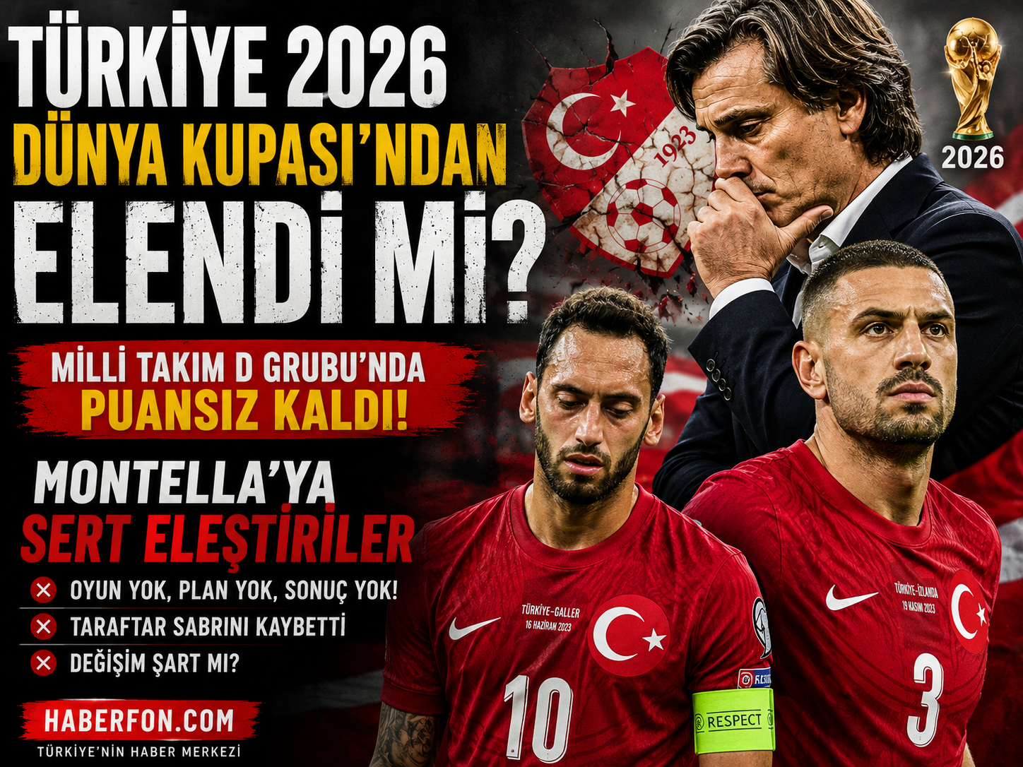 Türkiye 2026 Dünya Kupası'ndan Elendi mi? Milli Takım D Grubu'nda Puansız Kaldı — Montella'ya Sert Eleştiriler